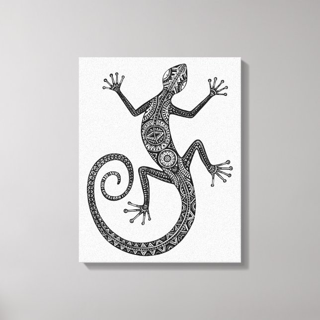 Lizard eller Salamander Doodle 6 Canvastryck (Framsida)