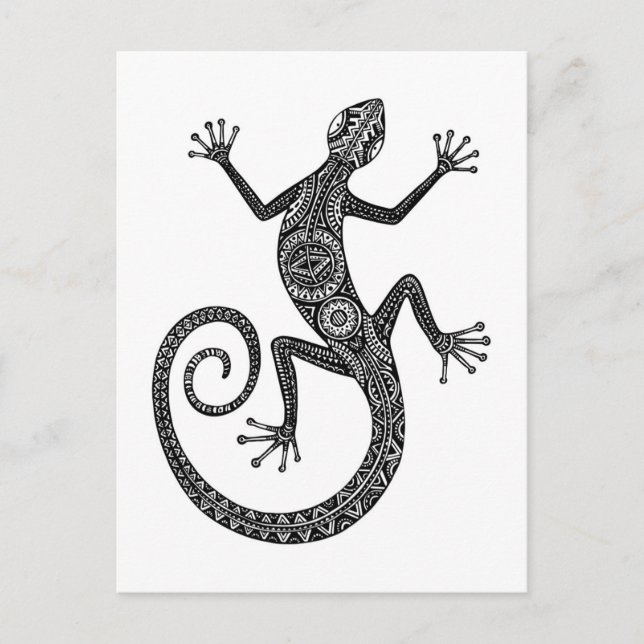 Lizard eller Salamander Doodle Vykort (Framsida)