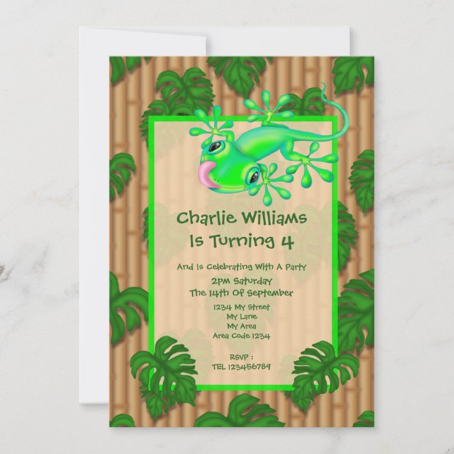 Lizard Födelsedagsfest Inbjudningar (Framsida)