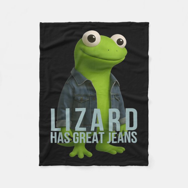 Lizard har Underbar Jeans Funny Retro Denim Meme H Fleecefilt (Framsidan)