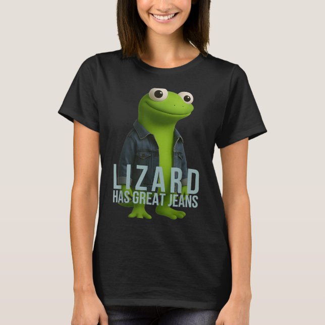 Lizard har Underbar Jeans Funny Retro Denim Meme H T Shirt (Framsida)