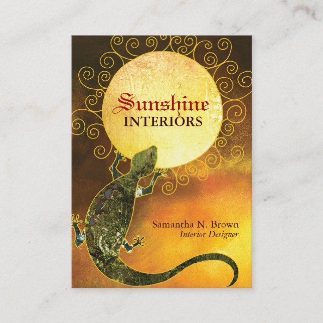 Lizard Holding Snyggten Sol Visitkort (Framsida)
