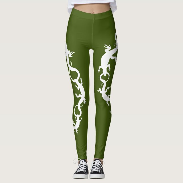 Lizard Leggings Reptile Wildlife Art Leggings (Framsida)