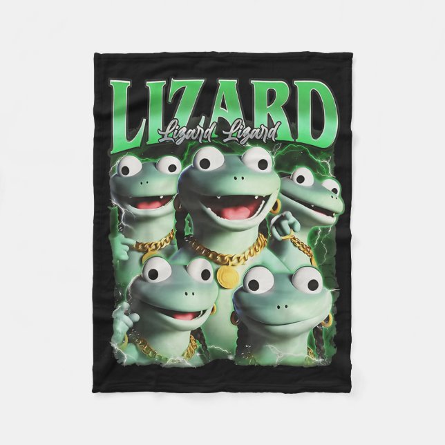 Lizard Lizard Funny Meme Lizard Bootleg Wei Fleecefilt (Framsidan)