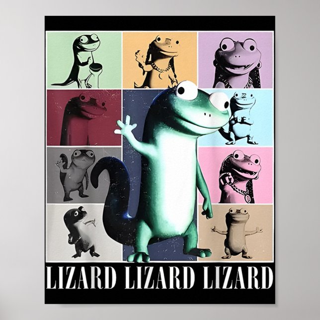 Lizard Lizard Meme Vintage Funny Poster (Framsidan)