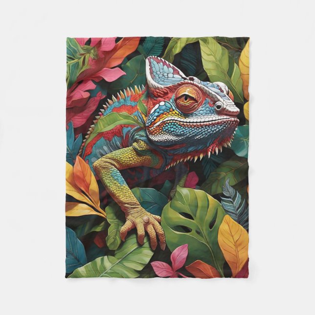 Lizard Lövs & Färg Fleece Blanket (Framsidan)