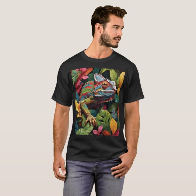 Lizard Lövs & Färg T Shirt (Hel framsida)