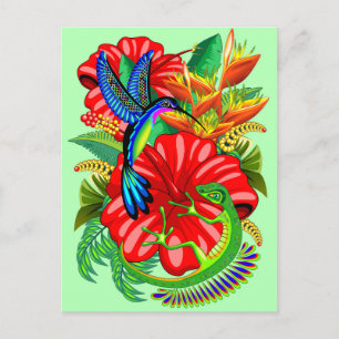 Lizard och Hummingbird Vykort