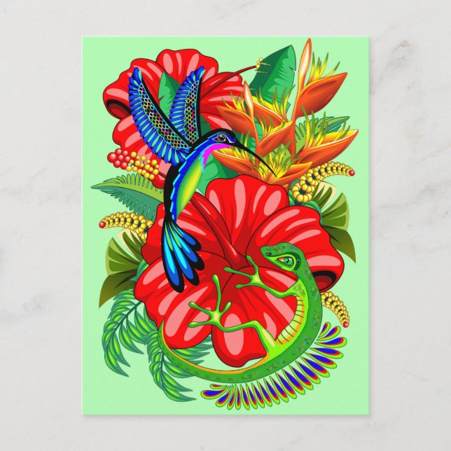 Lizard och Hummingbird Vykort (Framsida)