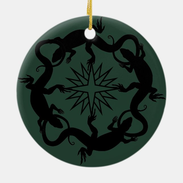 Lizard Ornaments Dekorations Coola Reptilgåvor Julgransprydnad Keramik (Baksidan)