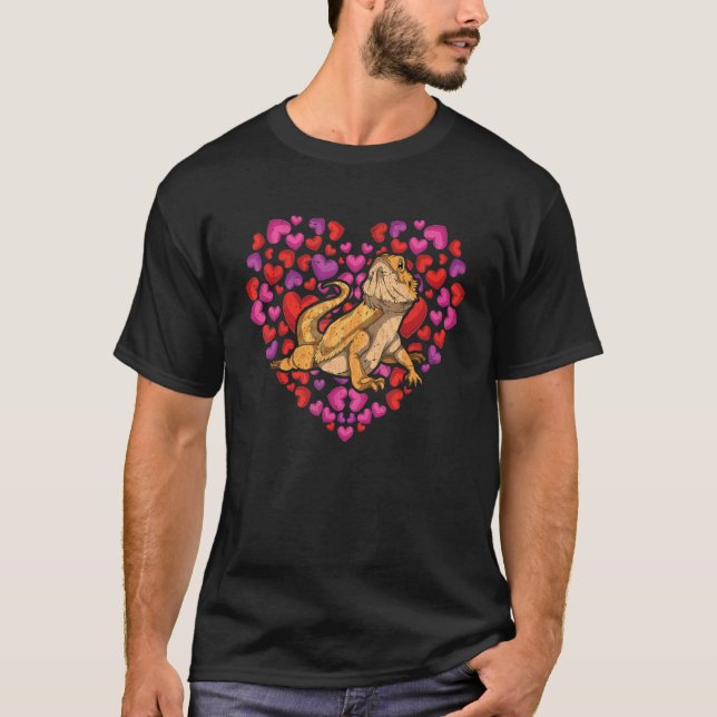 Lizard Reptile Keeper Animal Heart Beared Dragon T Shirt (Framsida)