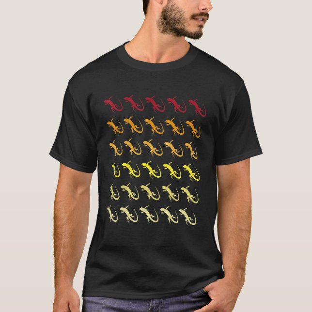 Lizard Retro Animal Mönster T Shirt (Framsida)