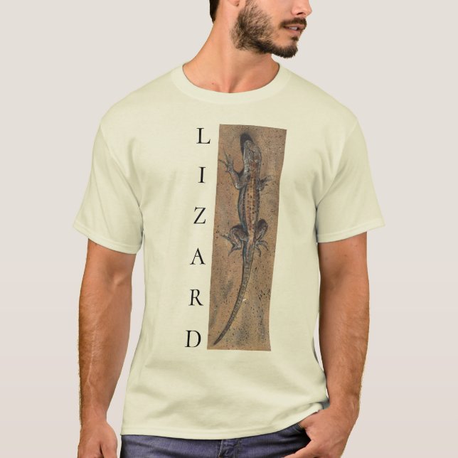 Lizard Sand Tan Southwest Animal Lodrät Design T Shirt (Framsida)