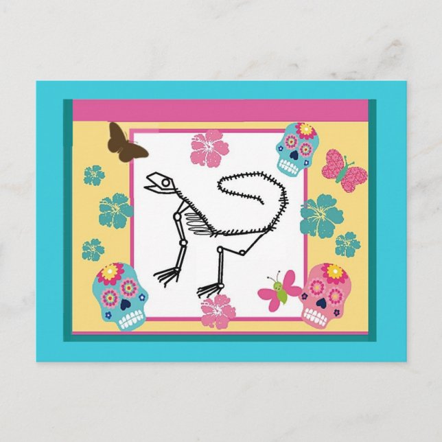 Lizard skeleton, Day of the dead Vykort (Framsida)