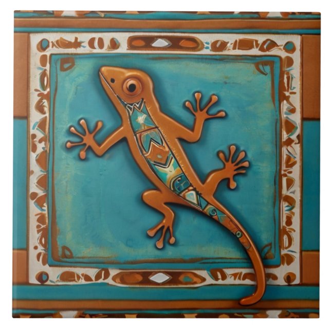 Lizard Southwest Native American Southwest Kakelplatta (Framsidan)