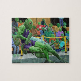 Lizard Warrior Wrestling Small Fantasy Art Puzzle Pussel