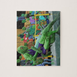 Lizard Warrior Wrestling Small Fantasy Art Puzzle Pussel