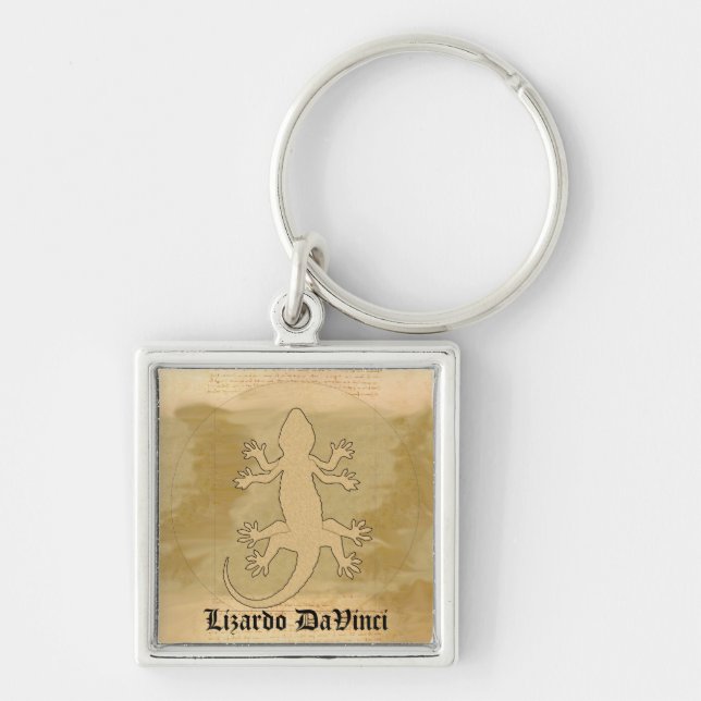 Lizardo DaVinci Fyrkantig Silverfärgad Nyckelring (Framsidan)