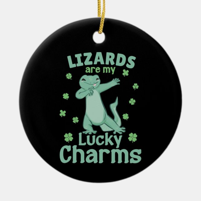 Lizards är min Lucky Charms-St patrick's day Julgransprydnad Keramik (Framsidan)