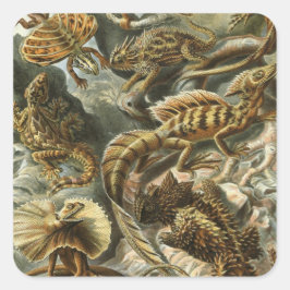 Lizards by Ernst Haeckel Vintage Lacertilia Animal Fyrkantigt Klistermärke
