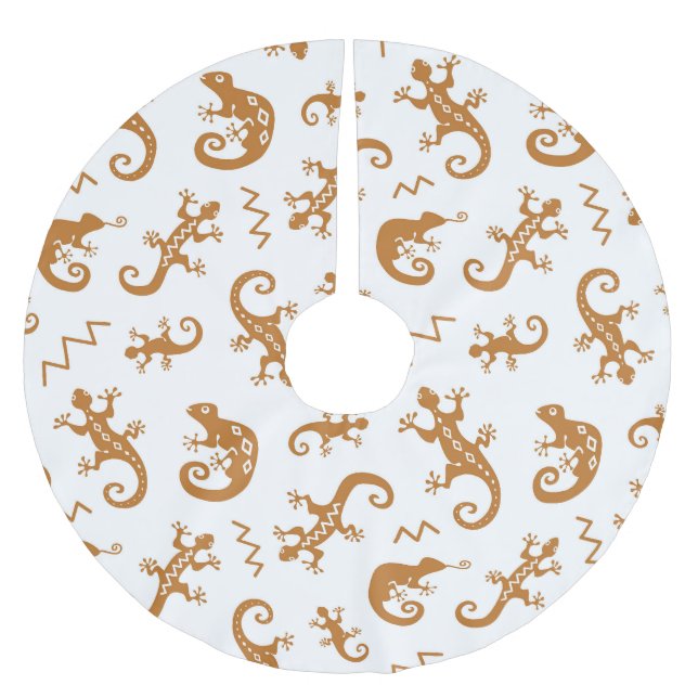 Lizards Chameleons: Sömlös Mönster design. Julgransmatta Borstad Polyester (Framsidan)