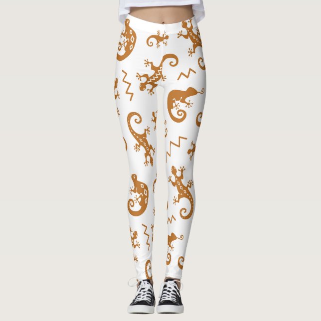 Lizards Chameleons: Sömlös Mönster design. Leggings (Framsida)