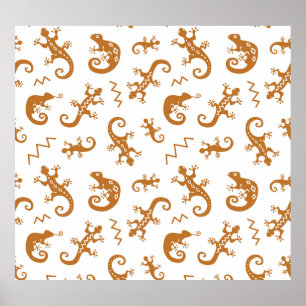 Lizards Chameleons: Sömlös Mönster design. Poster