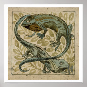 Lizards, design för en panel (med/c på papper) poster