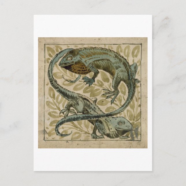 Lizards, design för en panel (med/c på papper) vykort (Framsida)