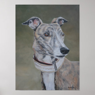 Lizzy Brindle Greyhound Greeting-kort Poster