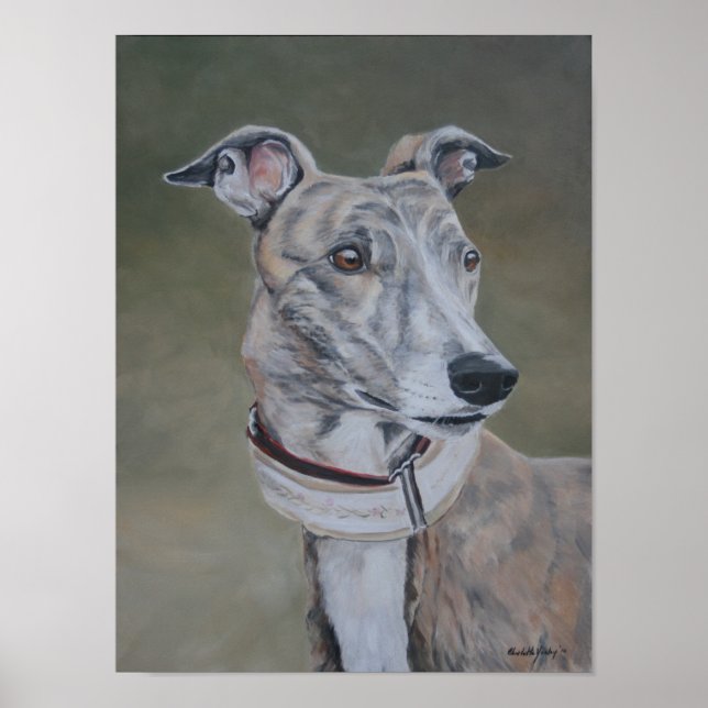 Lizzy Brindle Greyhound Greeting-kort Poster (Framsidan)