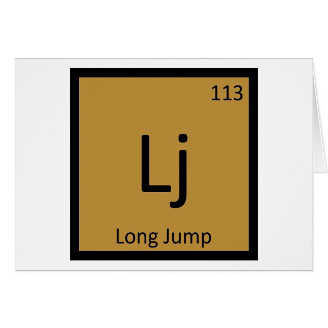 Lj - Längdhopp Friidrott Kemiskt tecken Hälsningskort (Framsidan Horizontal)