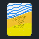 LJ Monogram Elegant Modern Beach Wedding Magnet<br><div class="desc">LJ Monogram eller lägg till ditt monogram. Underbar för bröllop.</div>