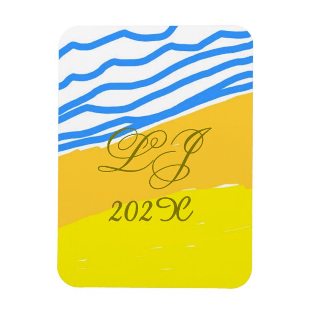 LJ Monogram Elegant Modern Beach Wedding Magnet (Vertikal)