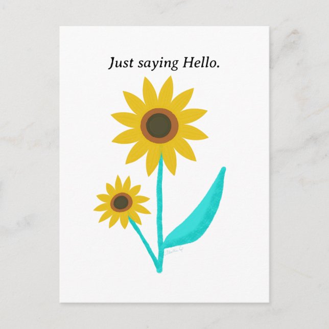 Ljärt Hand plockade Digital Sweet Solros Vykort (Framsida)