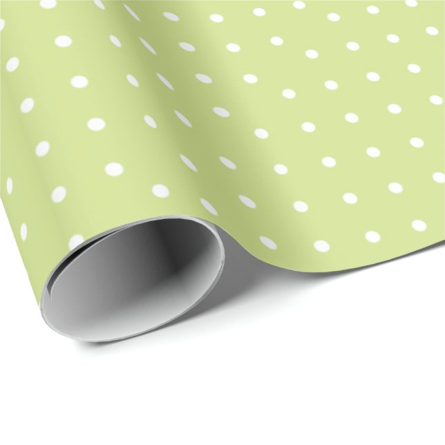 Ljärt Lime Green Polka dots Presentpapper (Rullad Hörn)