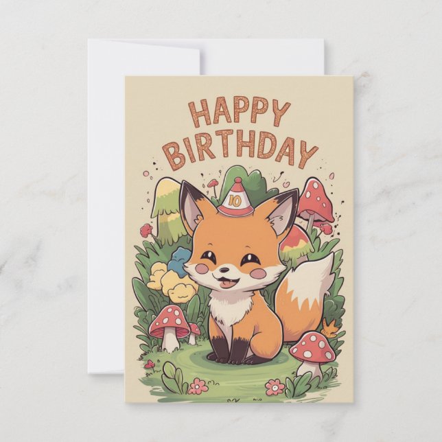 Ljärt Magic Fox Birthday Kort (Framsida)