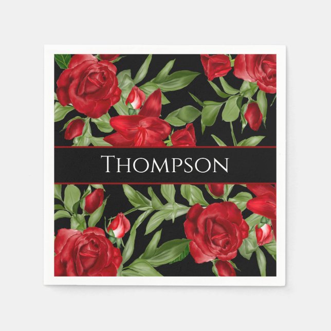 Ljärt röd och svart med röd trim Anpassningsbar Pappersservett (Framsidan)