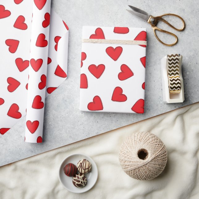 Ljärt rödhjärtan presentpapper (Hantverk)