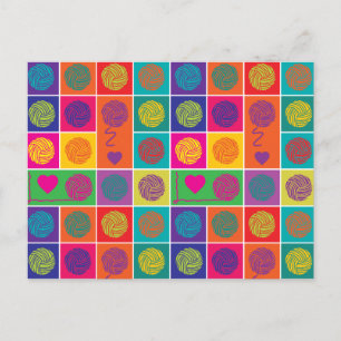 Ljgarn, garn, mönstrat garnband vykort