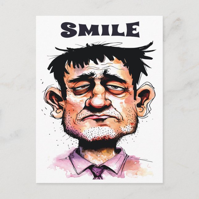 Ljö, Ansikte, Man Porträtt, Tecknad Vykort (Framsida)