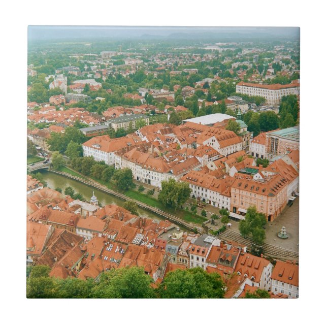 Ljubljana från ovan kakelplatta (Framsidan)