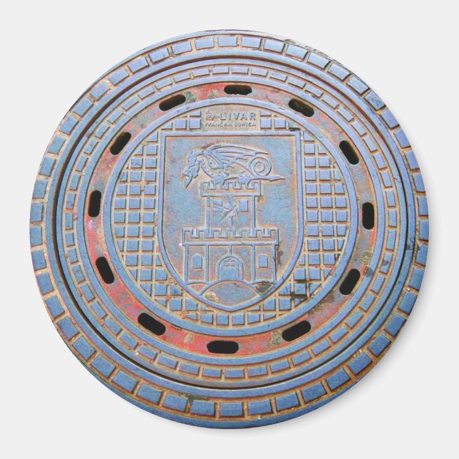 Ljubljana Sewer Cover Magnet (Framsidan)