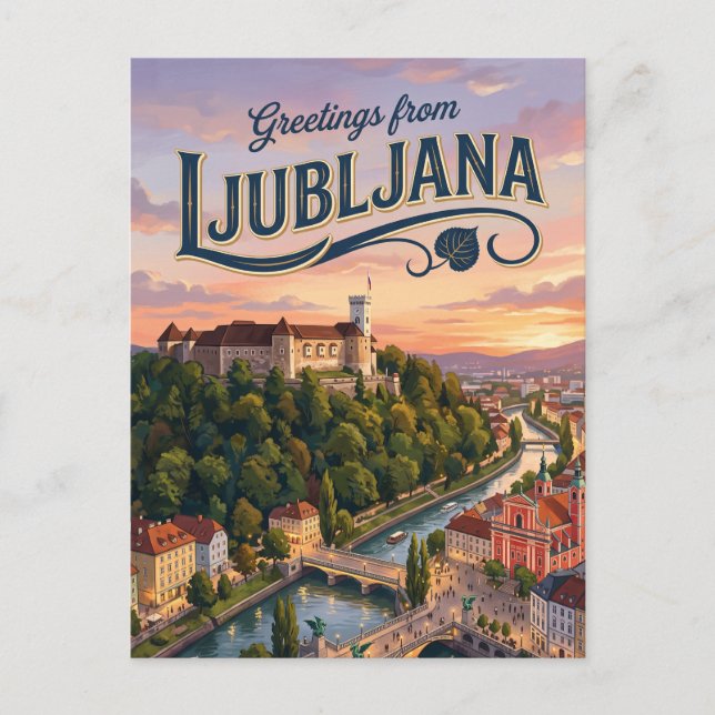 Ljubljana slott Slovenien Vykort (Framsida)