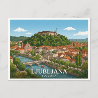 Ljubljana Slovenien Resebrev vykort