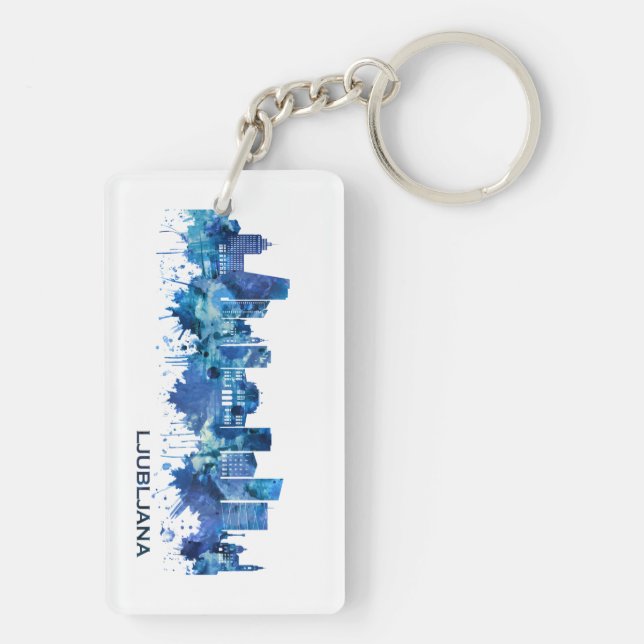 Ljubljana Slovenien Skyline Blue (Baksidan)