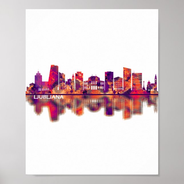 Ljubljana Slovenien Skyline Poster (Framsidan)