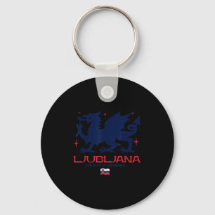 Ljubljana Slovenien Stad Av Drakar Patriotisk Drag Nyckelring