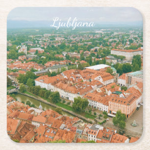 Ljubljana stadsbild, Slovenien Resa Souvenir Underlägg Papper Kvadrat