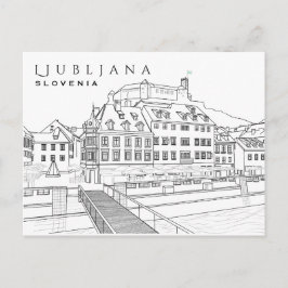 Ljubljana Teckning vykort